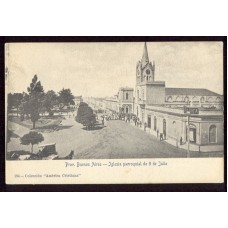 9 DE JULIO BUENOS AIRES VISTA IGLESIA PARROQUIAL ANTIGUA TARJETA POSTAL